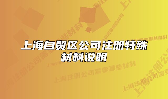 上海自贸区公司注册特殊材料说明