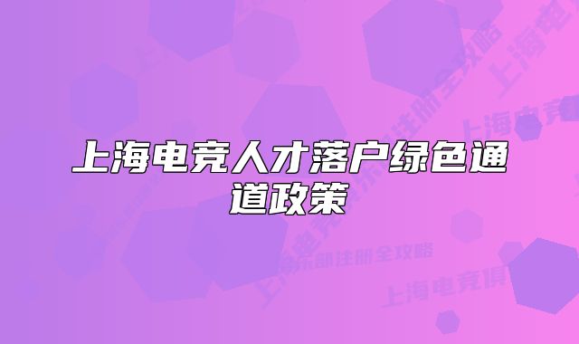 上海电竞人才落户绿色通道政策