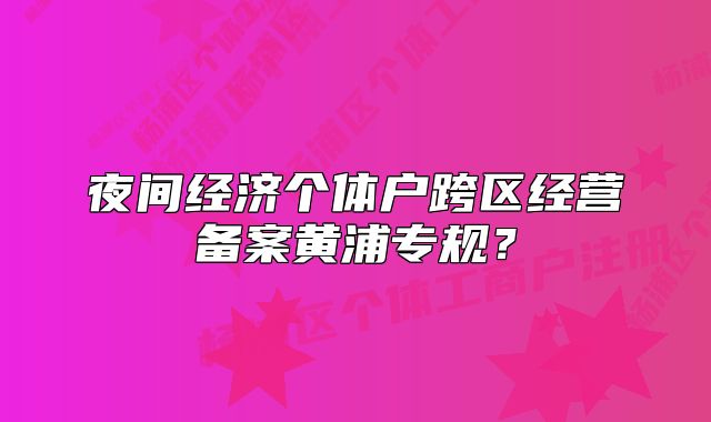 夜间经济个体户跨区经营备案黄浦专规？