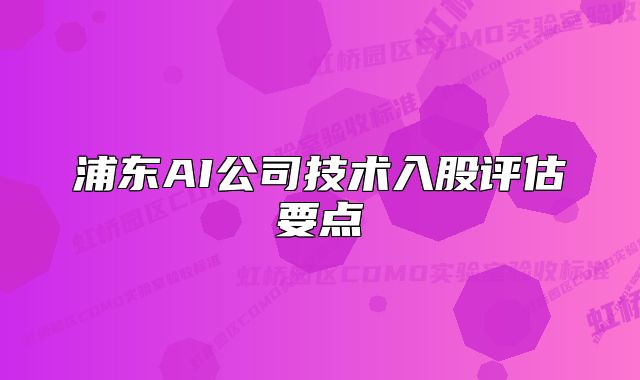 浦东AI公司技术入股评估要点