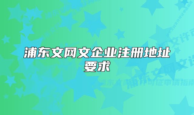 浦东文网文企业注册地址要求