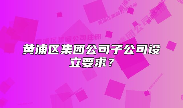 黄浦区集团公司子公司设立要求？