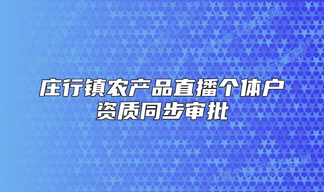 庄行镇农产品直播个体户资质同步审批