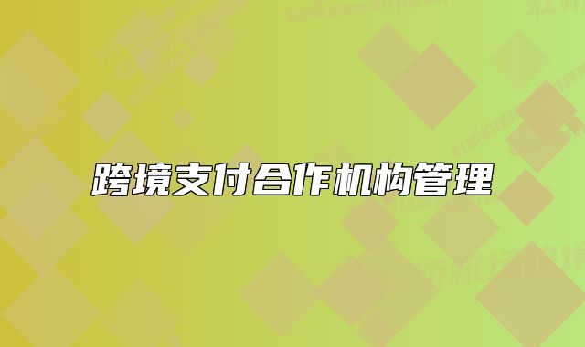 跨境支付合作机构管理
