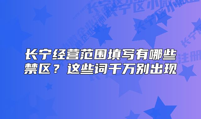 长宁经营范围填写有哪些禁区？这些词千万别出现