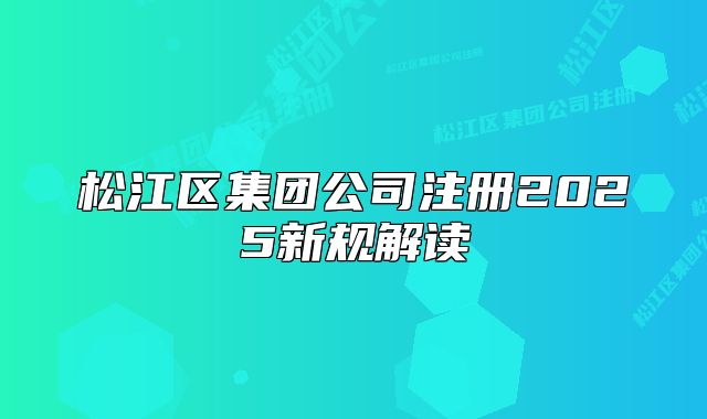 松江区集团公司注册2025新规解读