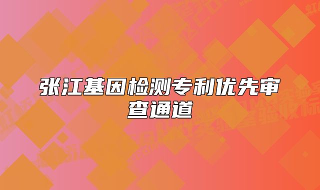 张江基因检测专利优先审查通道
