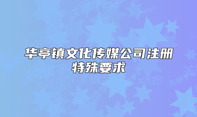 华亭镇文化传媒公司注册特殊要求