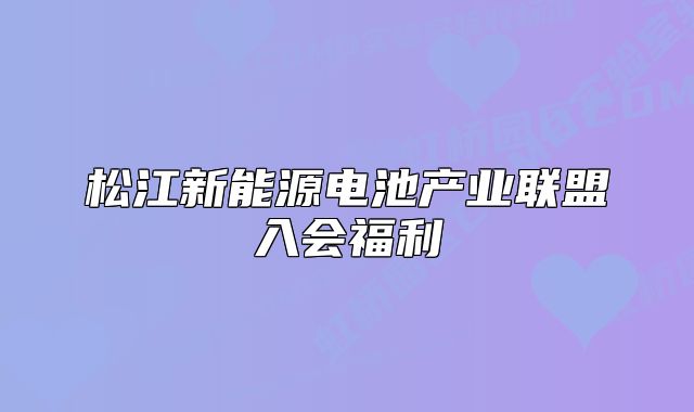 松江新能源电池产业联盟入会福利