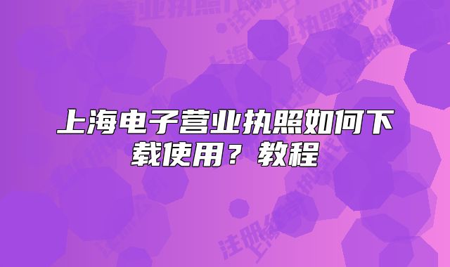 上海电子营业执照如何下载使用？教程