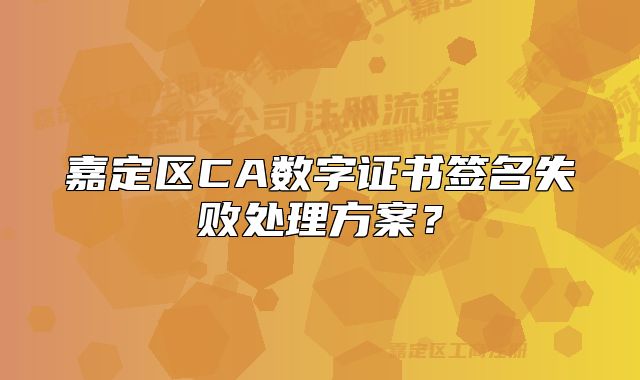 嘉定区CA数字证书签名失败处理方案?
