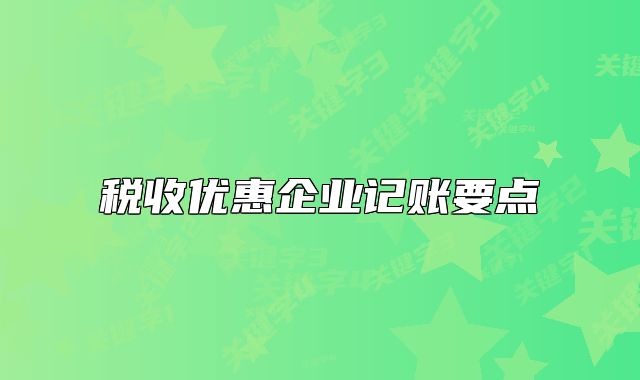 税收优惠企业记账要点