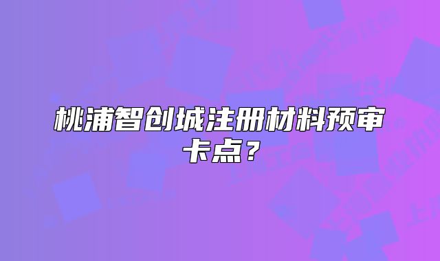 桃浦智创城注册材料预审卡点？