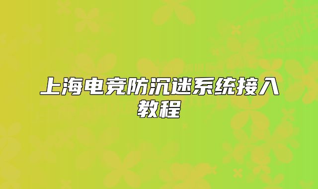 上海电竞防沉迷系统接入教程