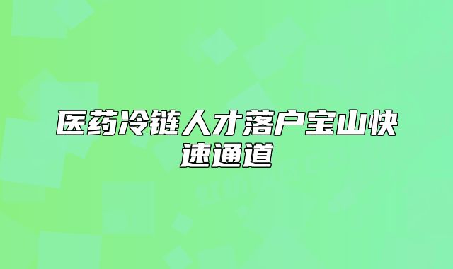 医药冷链人才落户宝山快速通道