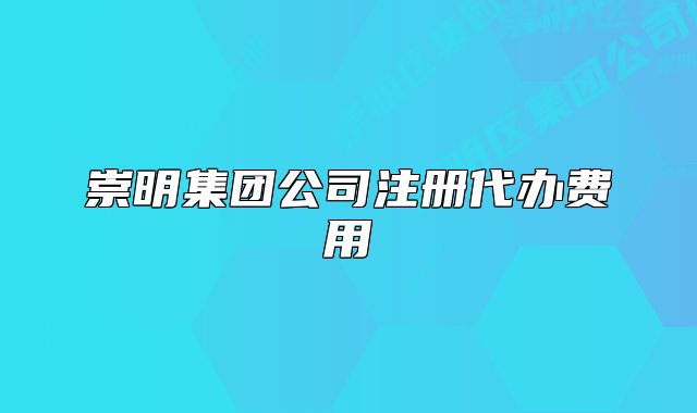 崇明集团公司注册代办费用