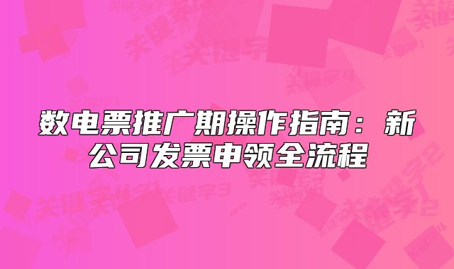数电票推广期操作指南：新公司发票申领全流程