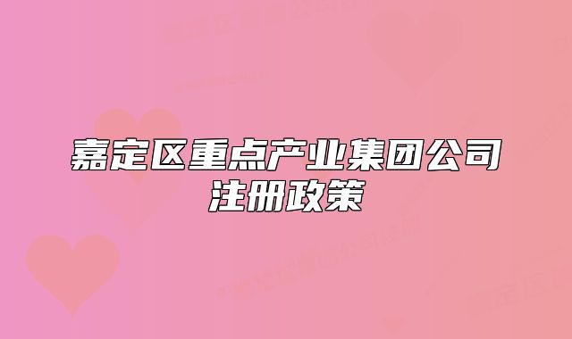 嘉定区重点产业集团公司注册政策