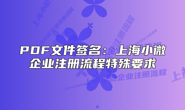 PDF文件签名：上海小微企业注册流程特殊要求