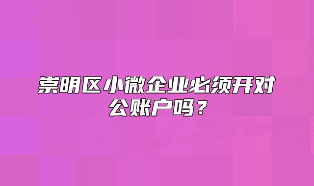 崇明区小微企业必须开对公账户吗？