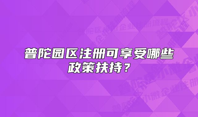 普陀园区注册可享受哪些政策扶持?