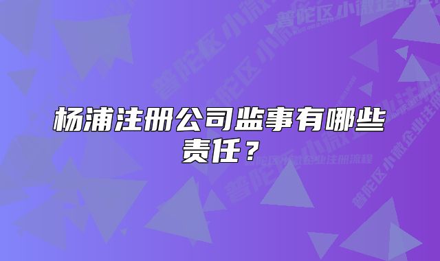 杨浦注册公司监事有哪些责任？