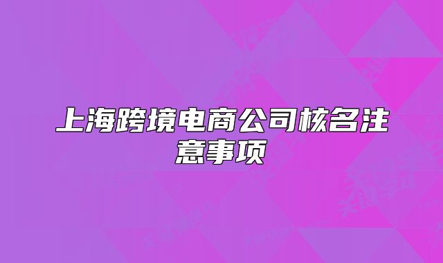 上海跨境电商公司核名注意事项