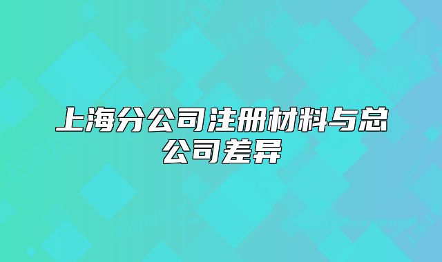 上海分公司注册材料与总公司差异