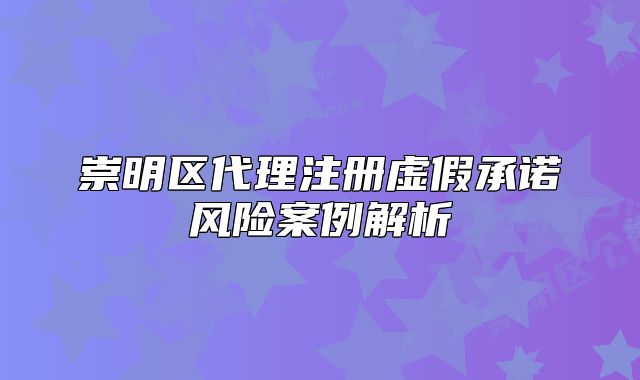 崇明区代理注册虚假承诺风险案例解析