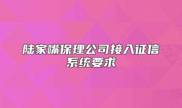 陆家嘴保理公司接入征信系统要求