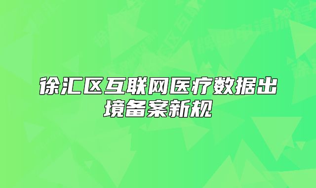 徐汇区互联网医疗数据出境备案新规