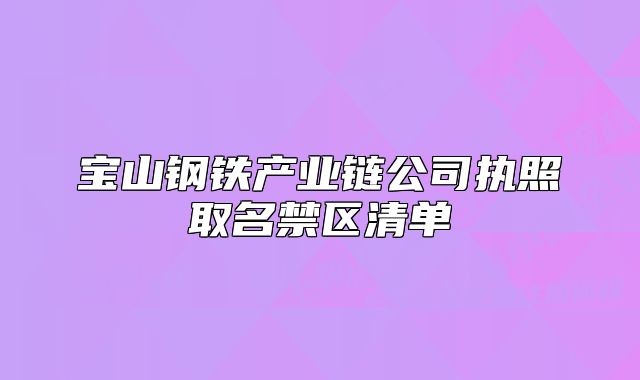 宝山钢铁产业链公司执照取名禁区清单