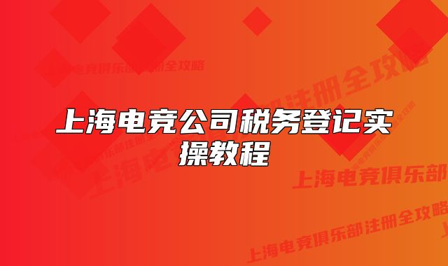 上海电竞公司税务登记实操教程