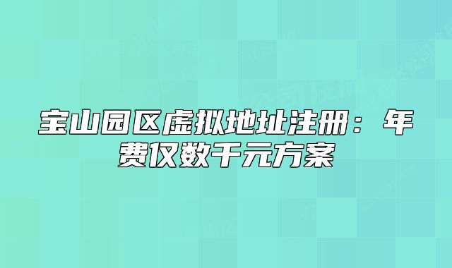 宝山园区虚拟地址注册：年费仅数千元方案