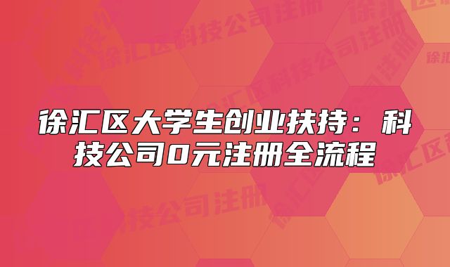 徐汇区大学生创业扶持：科技公司0元注册全流程