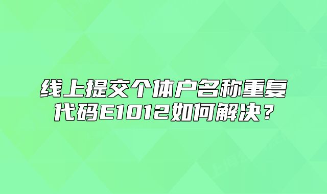 线上提交个体户名称重复代码E1012如何解决?