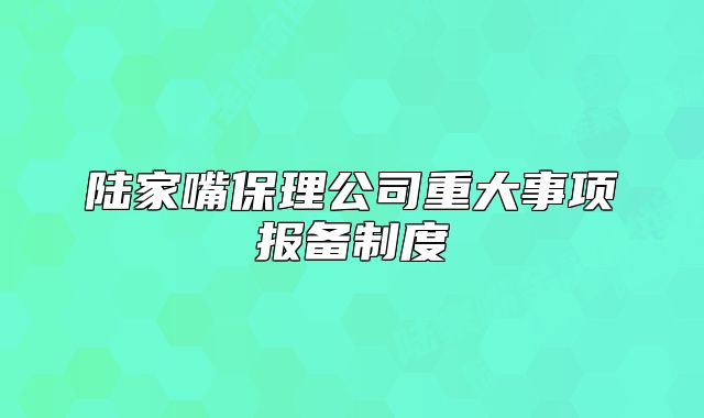 陆家嘴保理公司重大事项报备制度