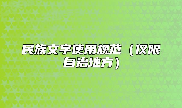 民族文字使用规范（仅限自治地方）