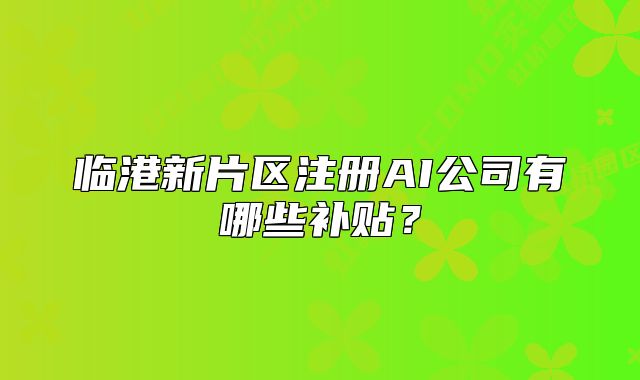 临港新片区注册AI公司有哪些补贴？