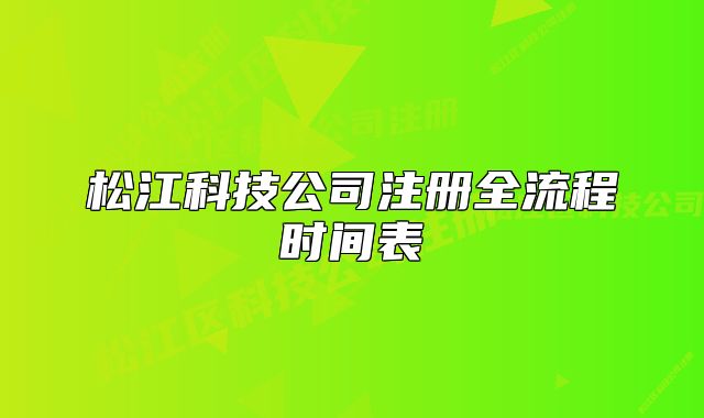 松江科技公司注册全流程时间表