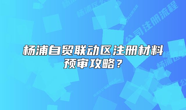 杨浦自贸联动区注册材料预审攻略？
