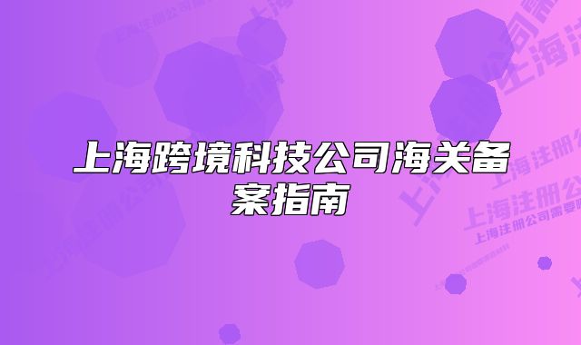 上海跨境科技公司海关备案指南