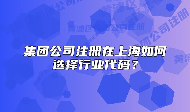 集团公司注册在上海如何选择行业代码？