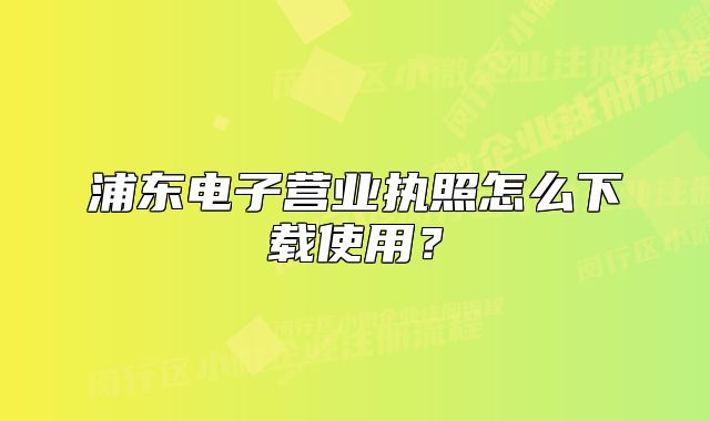 浦东电子营业执照怎么下载使用？