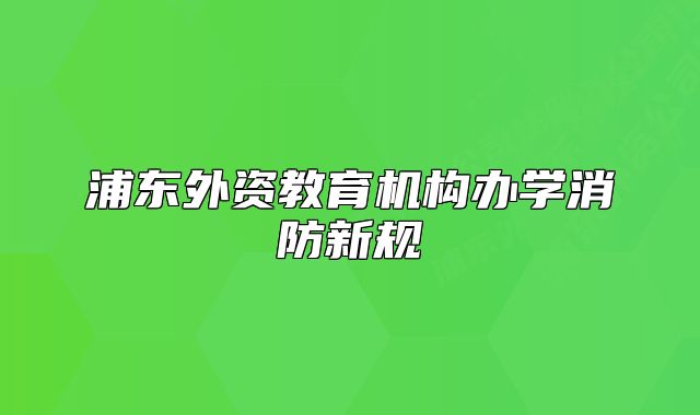 浦东外资教育机构办学消防新规