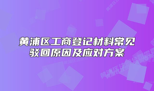 黄浦区工商登记材料常见驳回原因及应对方案
