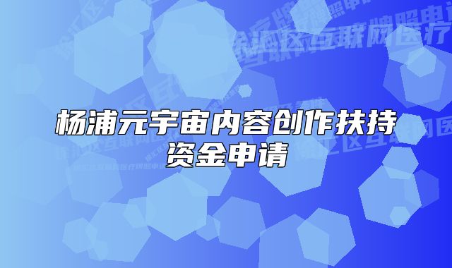 杨浦元宇宙内容创作扶持资金申请