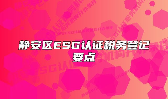 静安区ESG认证税务登记要点