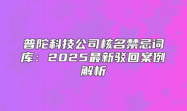 普陀科技公司核名禁忌词库:2025最新驳回案例解析