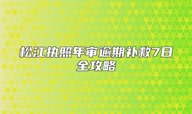 松江执照年审逾期补救7日全攻略